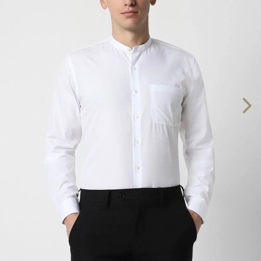Van Heusen Pique Band Collar Shirt Men 16 34/35 White